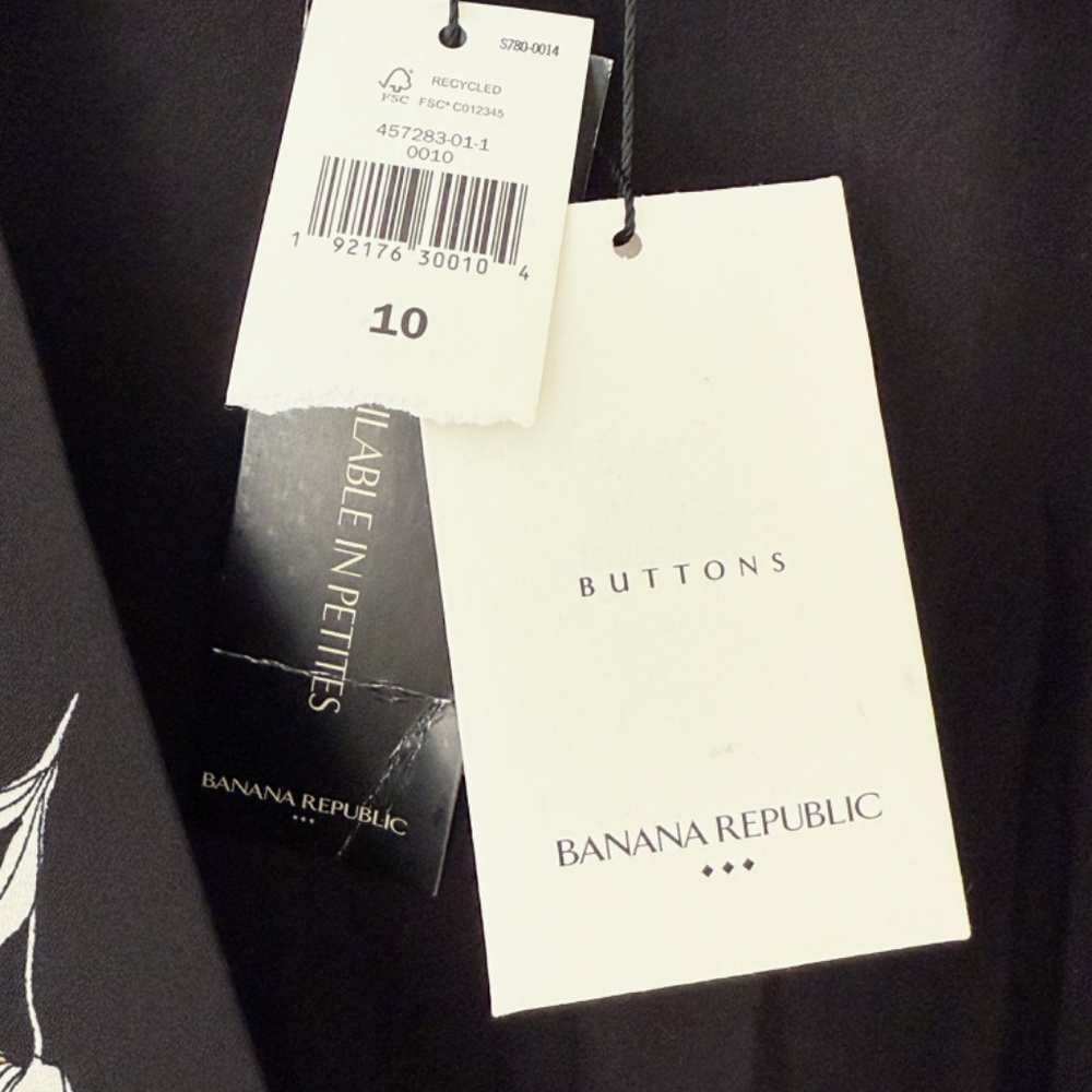 Banana Republic Factory Work Wrap Dress, Black/White/Yellow Floral, Size 10 - Picture 7 of 11